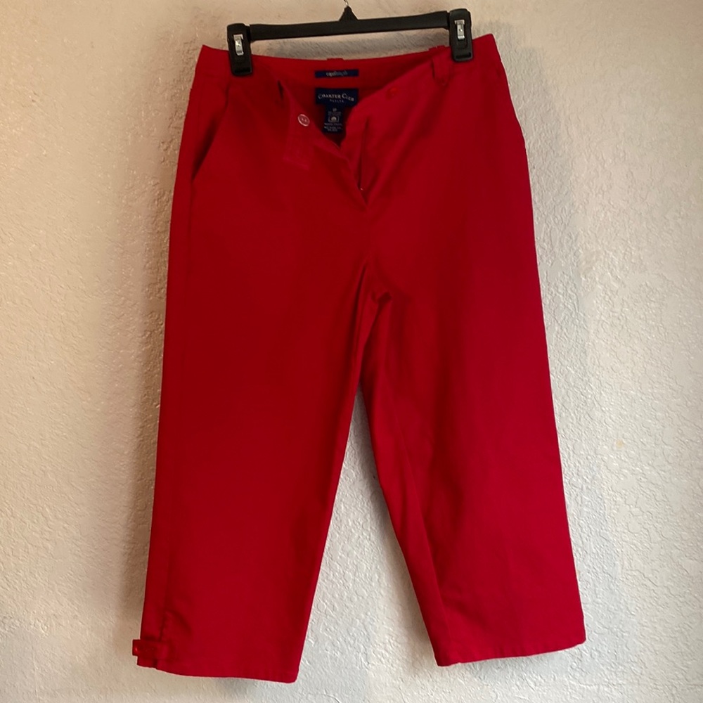 Charter Club Crops Capri Petal Pushers Red Zip Front Pockets Women’s Size 8P